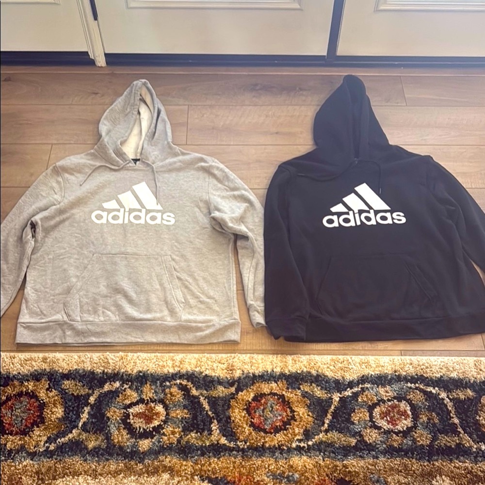*bundle deal* 2 hoodies 1-Adidas Gray 1-Adidas Black Pullover with Iconic Logo